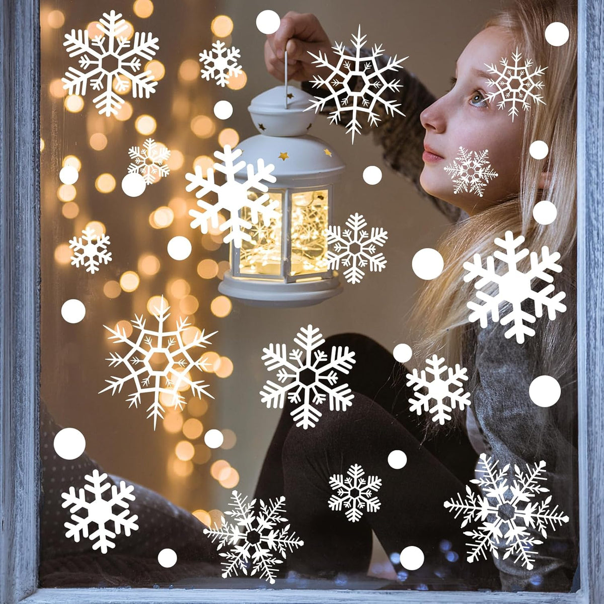 360Pcs Snowflake Christmas Window Clings, Static Christmas Window Stickers Creative White Decorations Winter Xmas Decals Party Supplies(8-Sheet)