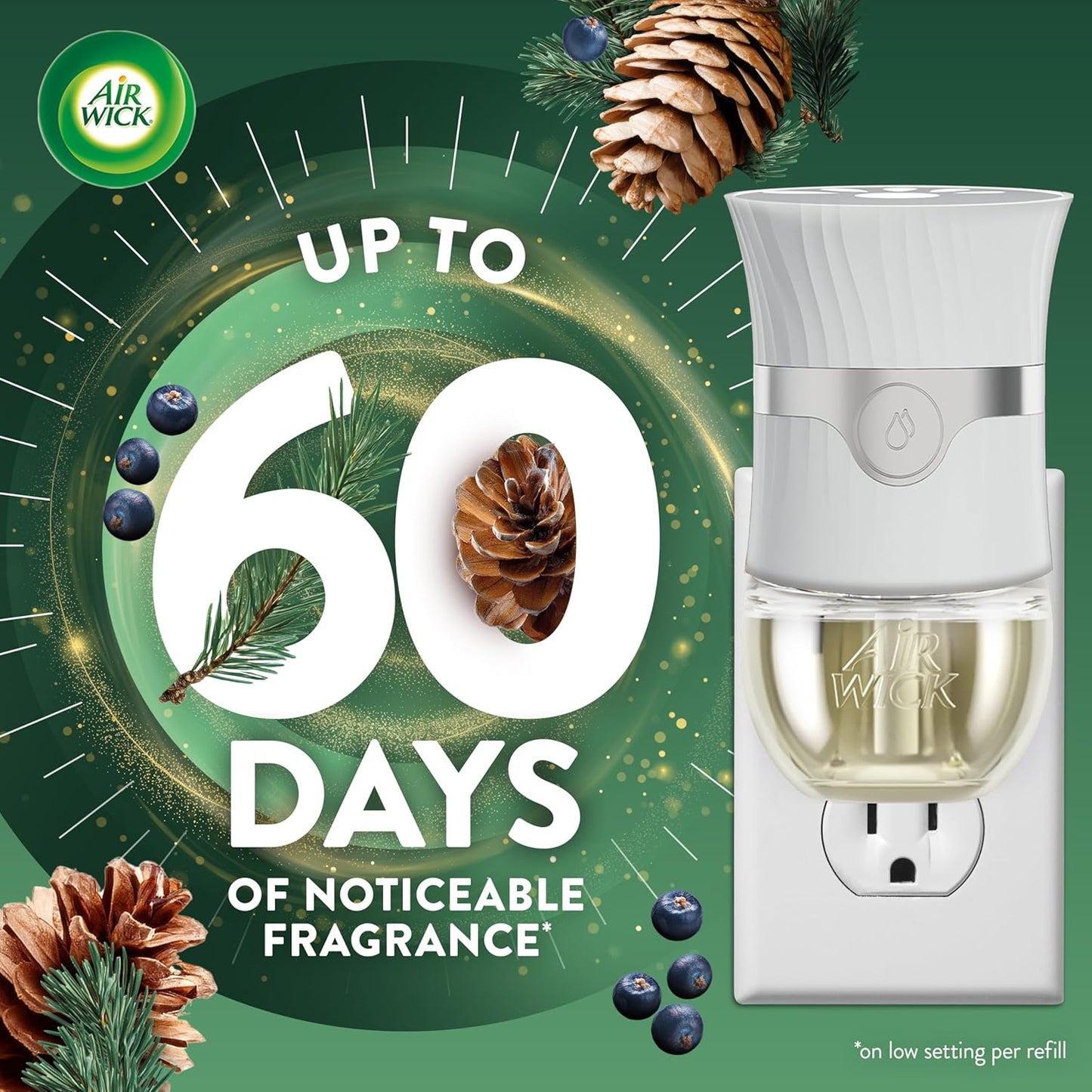 Air Wick Plug in Scented Oil Refill, 5 ct, Fresh Pine and Juniper, Air Freshener, Essential Oils, Fall Scent, Fall decor