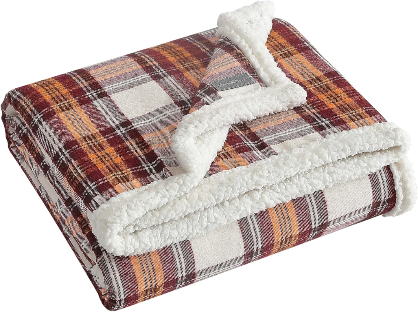 Eddie Bauer - Blanket, Soft Reversible Sherpa & Brushed Fleece Bedding, Perfect for Lounging, Dorm Essentials (Edgewood Plaid Red)