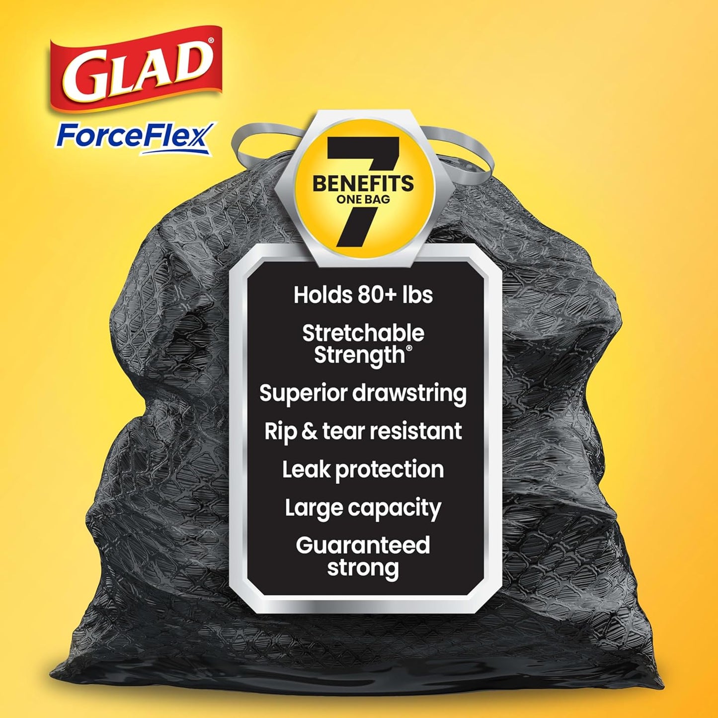 Glad ForceFlex Heavy Duty Trash Bags With Clorox, Mountain Air, 30 Gal, 50 Ct (Package May Vary)