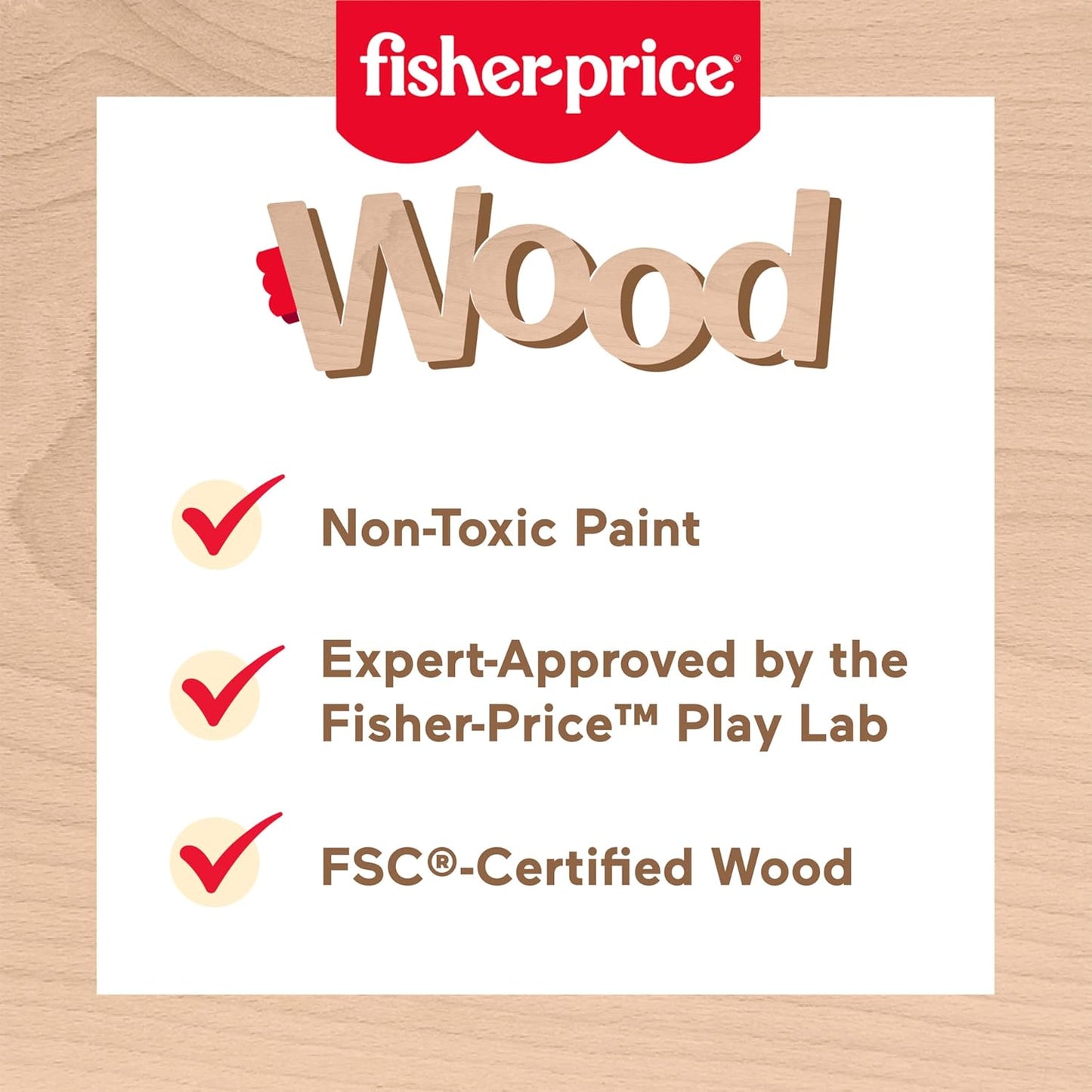 Fisher-Price Wood Baby Toy Stack & Sort Animals, 10 Wooden Pieces for Developmental Play for Infants & Toddlers Ages 1+ Years