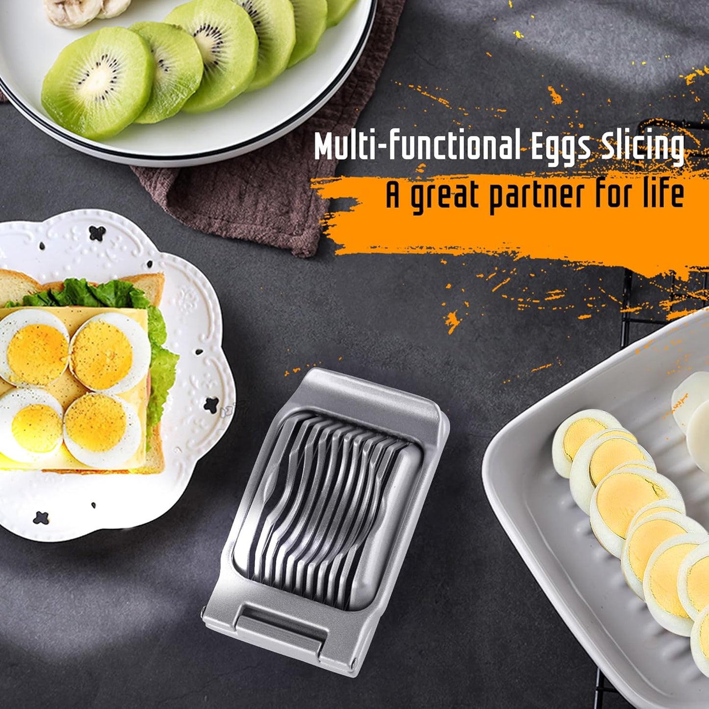 Egg Slicer for Hard Boiled Eggs, Stainless Steel Wire, Heavy Duty Aluminium Egg Cutter Dishwasher Safe for Egg Strawberry Soft Fruit
