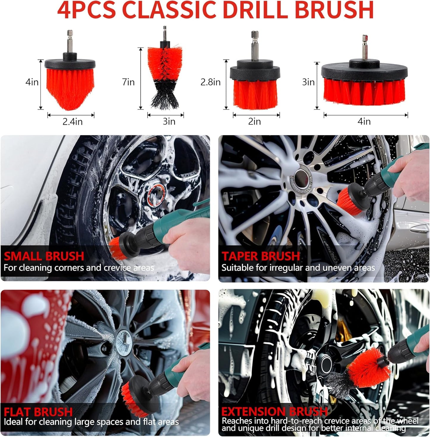 35Pcs Car Detailing Kit, Car Cleaning Kit with Windshield Cleaning Tool and Tool Box, Interior & Exterior Auto Care Supplies and Brushes (B:35PCS-R)