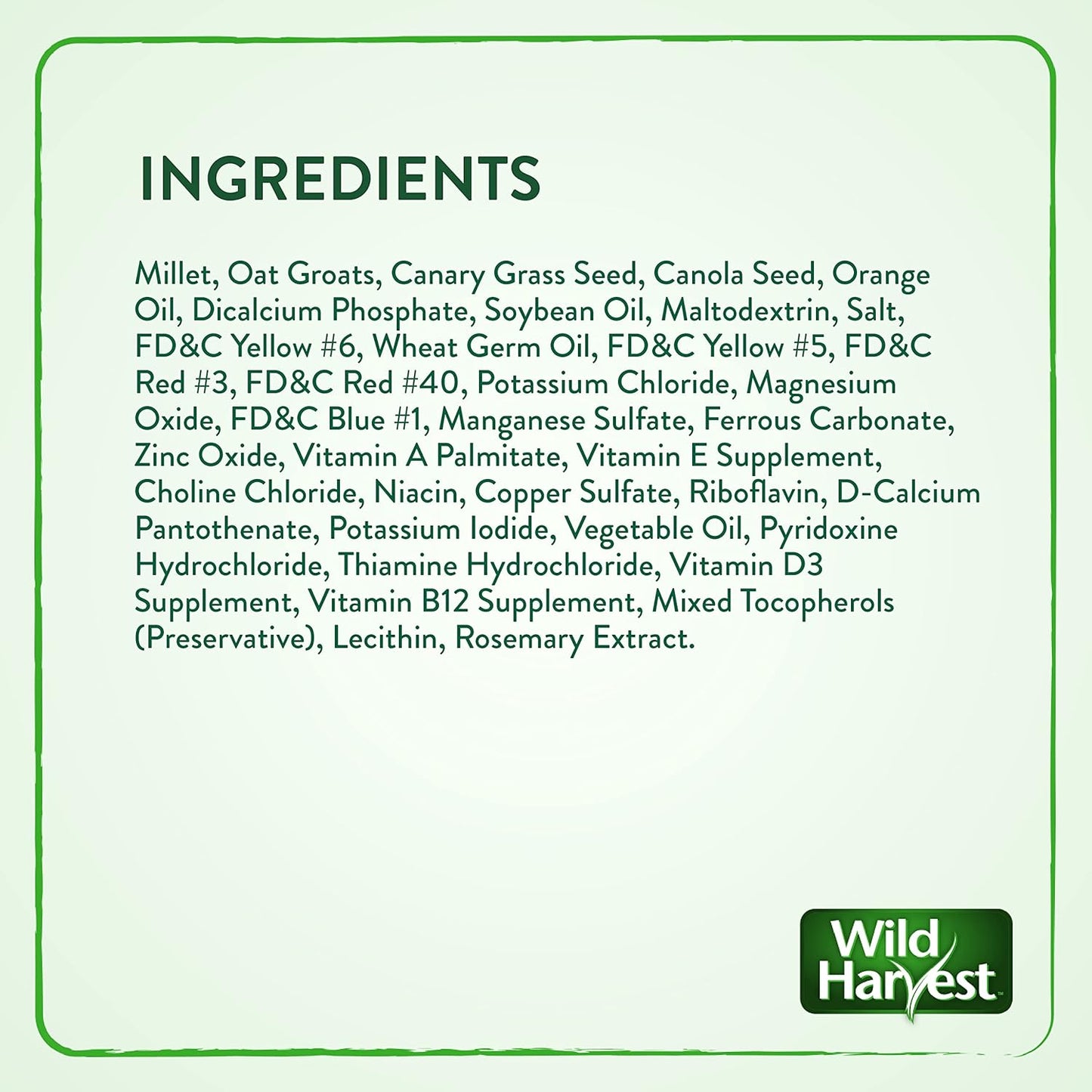 Wild Harvest Daily Blend Nutrition Diet Parakeet, Canary And Finch, Bird Food, 5 Pounds