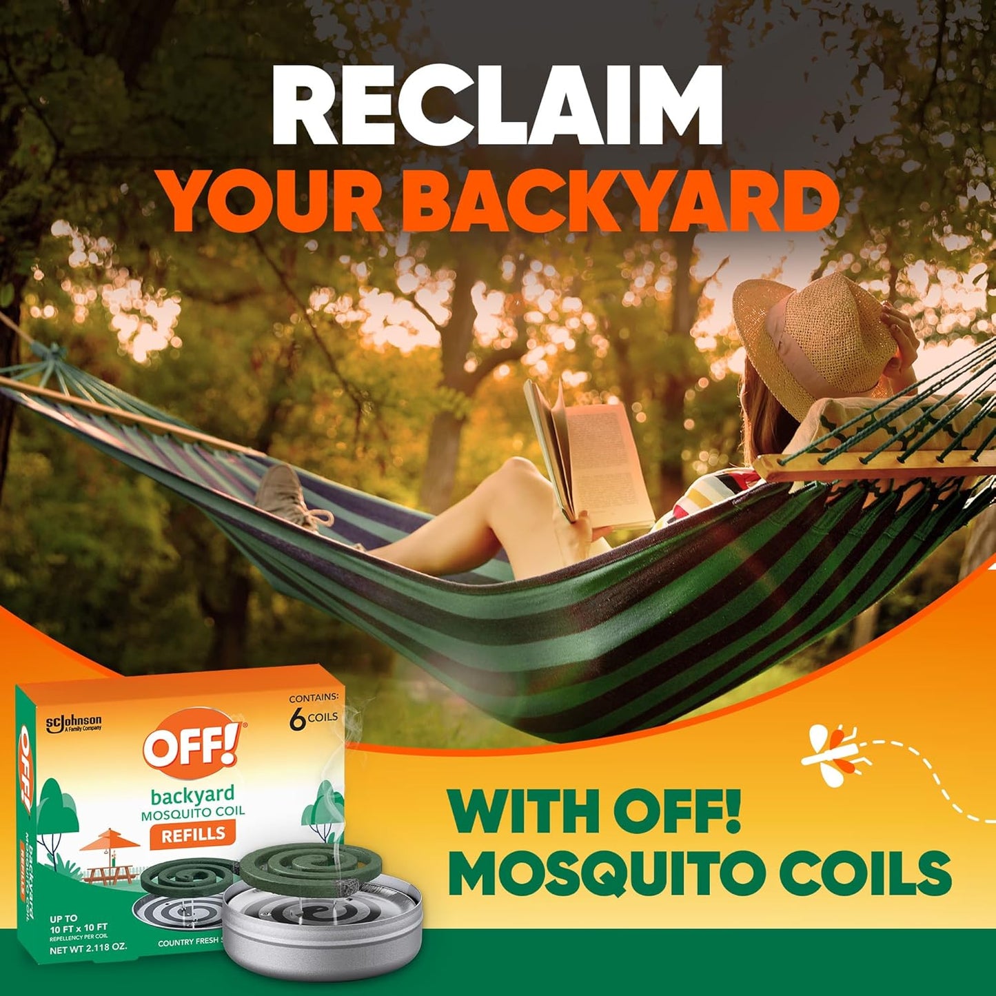 OFF! Backyard Mosquito Repellent Coil Refills, Perfect for Outdoor Patios Country Fresh Scent, 6 Count