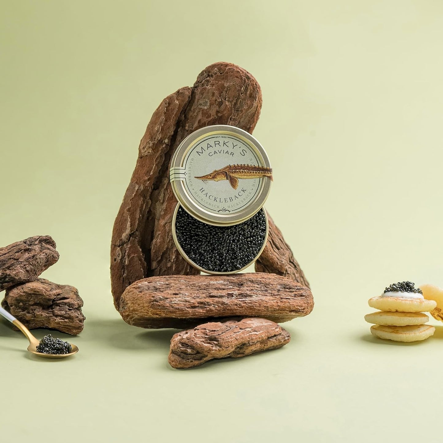 MARKY'S Hackleback Black American Caviar - 1.75 oz / 50 g - Premium Malossol Black Roe - GUARANTEED OVERNIGHT