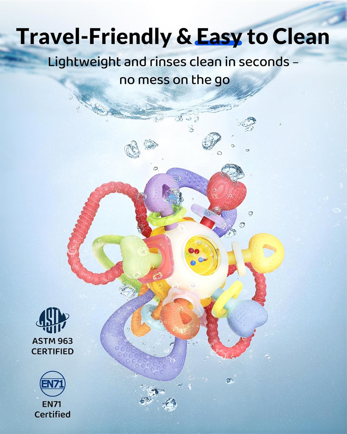 Baby Montessori Sensory Teething Toy – Safe, Multi-Functional BPA-Free Silicone Teether Toy for Babies 0-12 Months – Vibrant Rattle for Teething Relief & Fun Play – Perfect Baby Toys for Boys & Girls