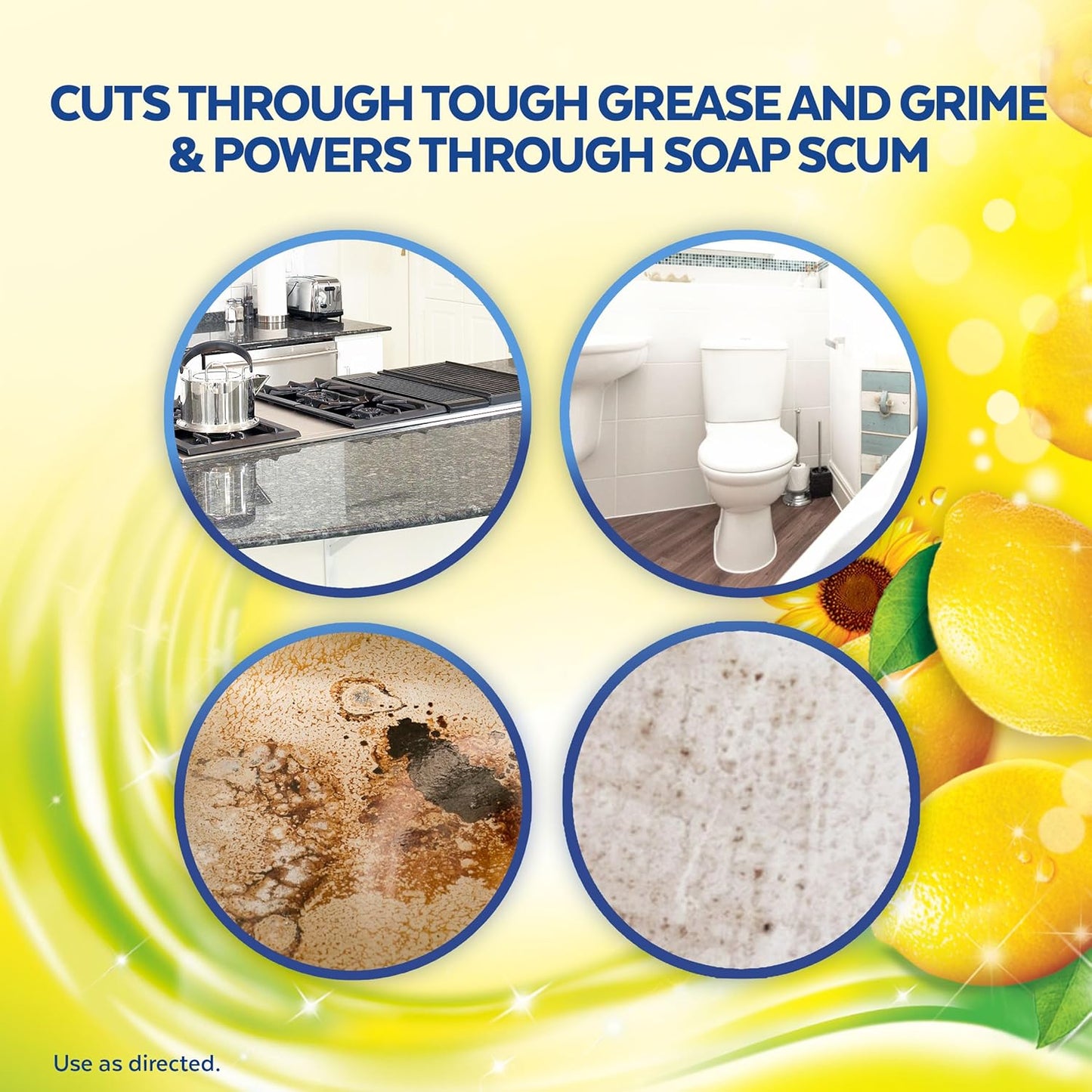 Lysol Power Clean Multi-Surface Cleaner, 2x Concentrated Pour, Sparkling Lemon & Sunflower Essence scent, 28 Fl Oz