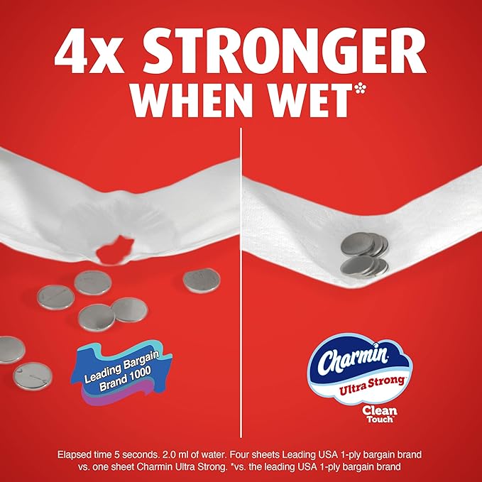 Charmin Ultra Strong Clean Touch Toilet Paper, 24 Family Mega Rolls = 120 Regular Rolls