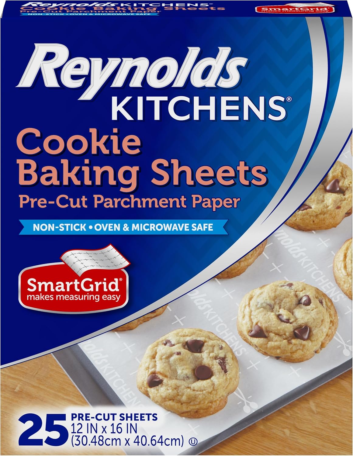 Reynolds Kitchens Cookie Baking Sheets, Pre-Cut Parchment Paper, 25 Count per Pack (Pack of 4), 100 Sheets Total