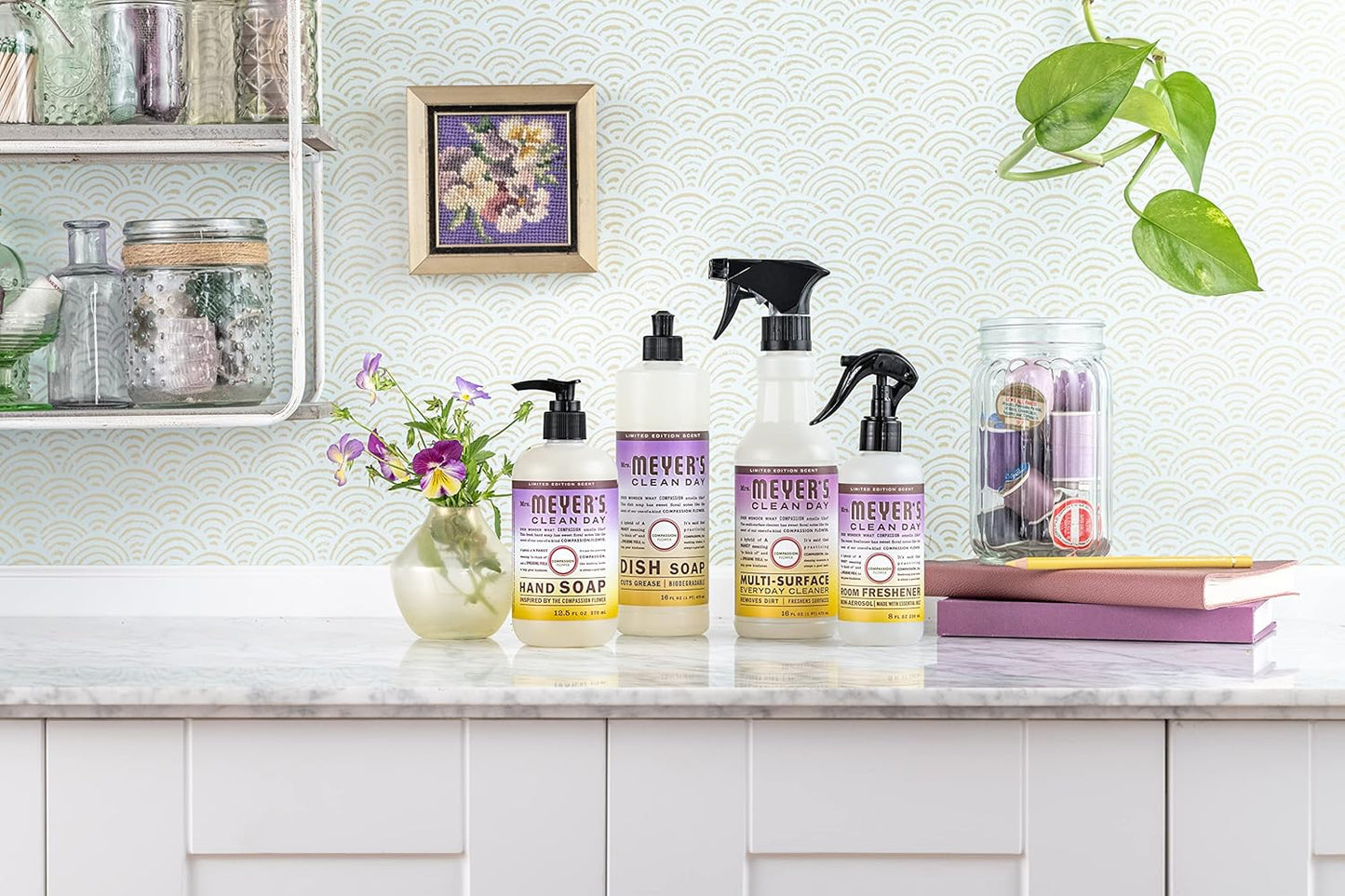 MRS. MEYER'S CLEAN DAY Liquid Dish Soap, Biodegradable Formula, Compassion Flower, 16 fl. oz - Pack of 3