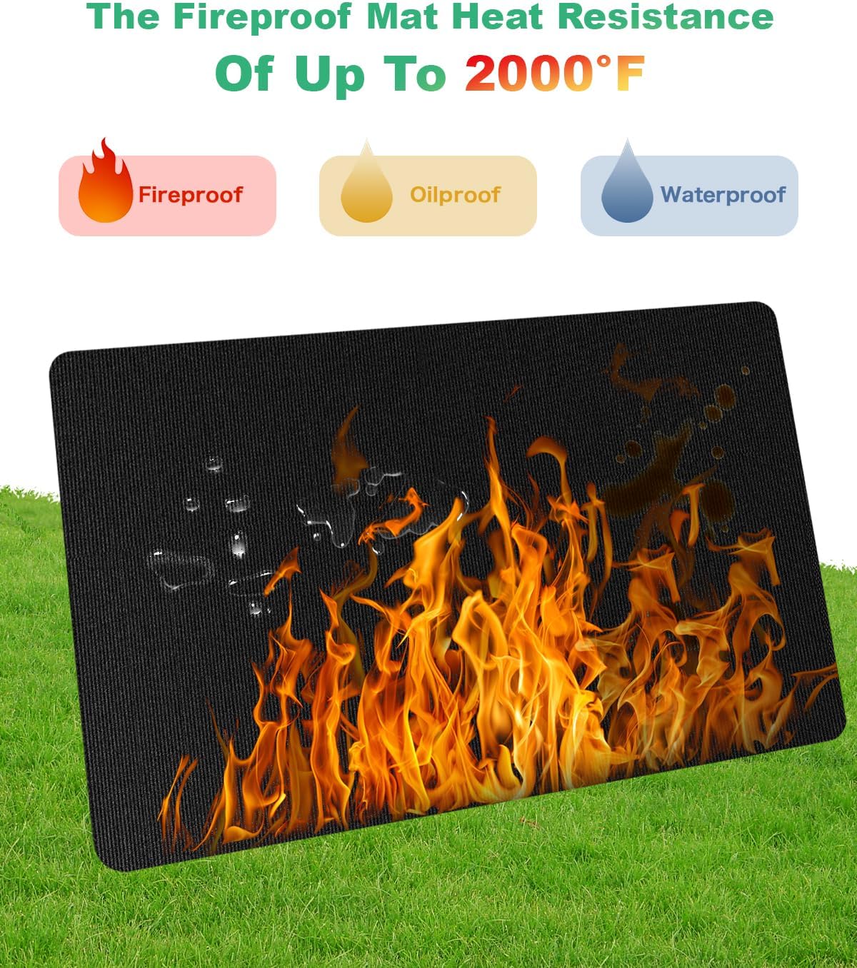 Large 76 x 52 inches Under Grill Mats for Outdoor Grill | Double-Sided Fireproof | Waterproof | Oil-Proof | Easy to Clean | Indoor Fireplace/Fire Pit Mat | Quality BBQ Mat for Deck Patio Lawn