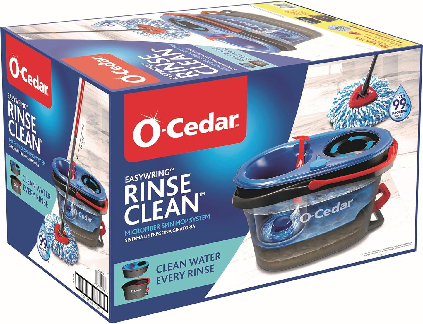 O-Cedar RinseClean Spin Mop & Bucket System | Clean with Clean Water | Removes 99% of Bacteria