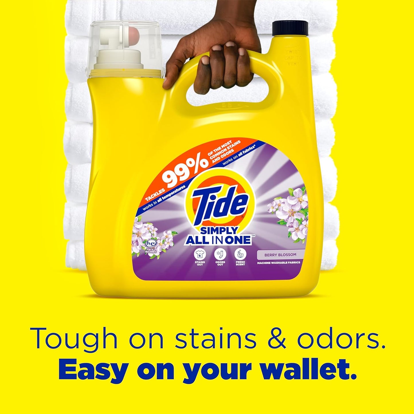 Tide Simply Clean & Fresh Liquid Laundry Detergent, Berry Blossom Scent, 89 loads, 117 fl oz (Packaging May vary)