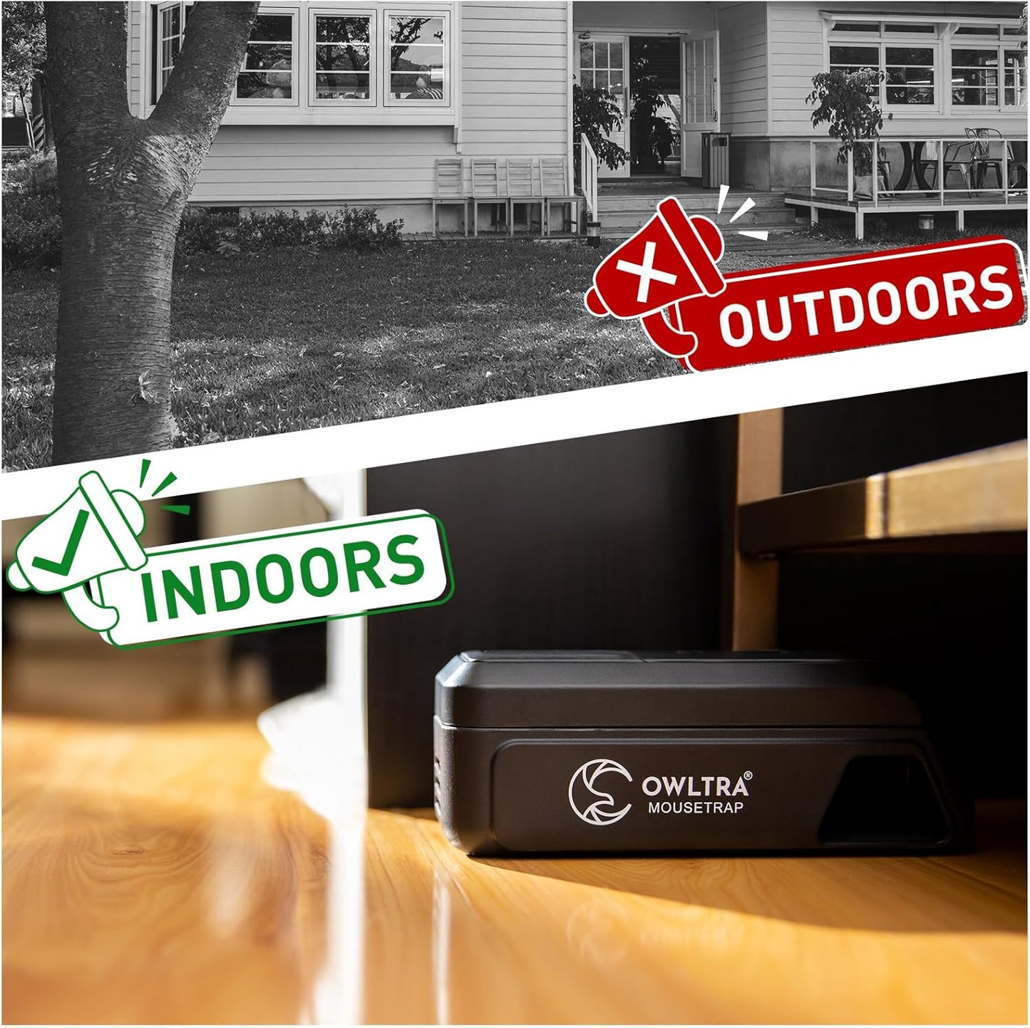 OW-2 Indoor Electric Mouse Trap 2 PCS, Instant Kill Rodent Zapper with Pet Safe Trigger, Black