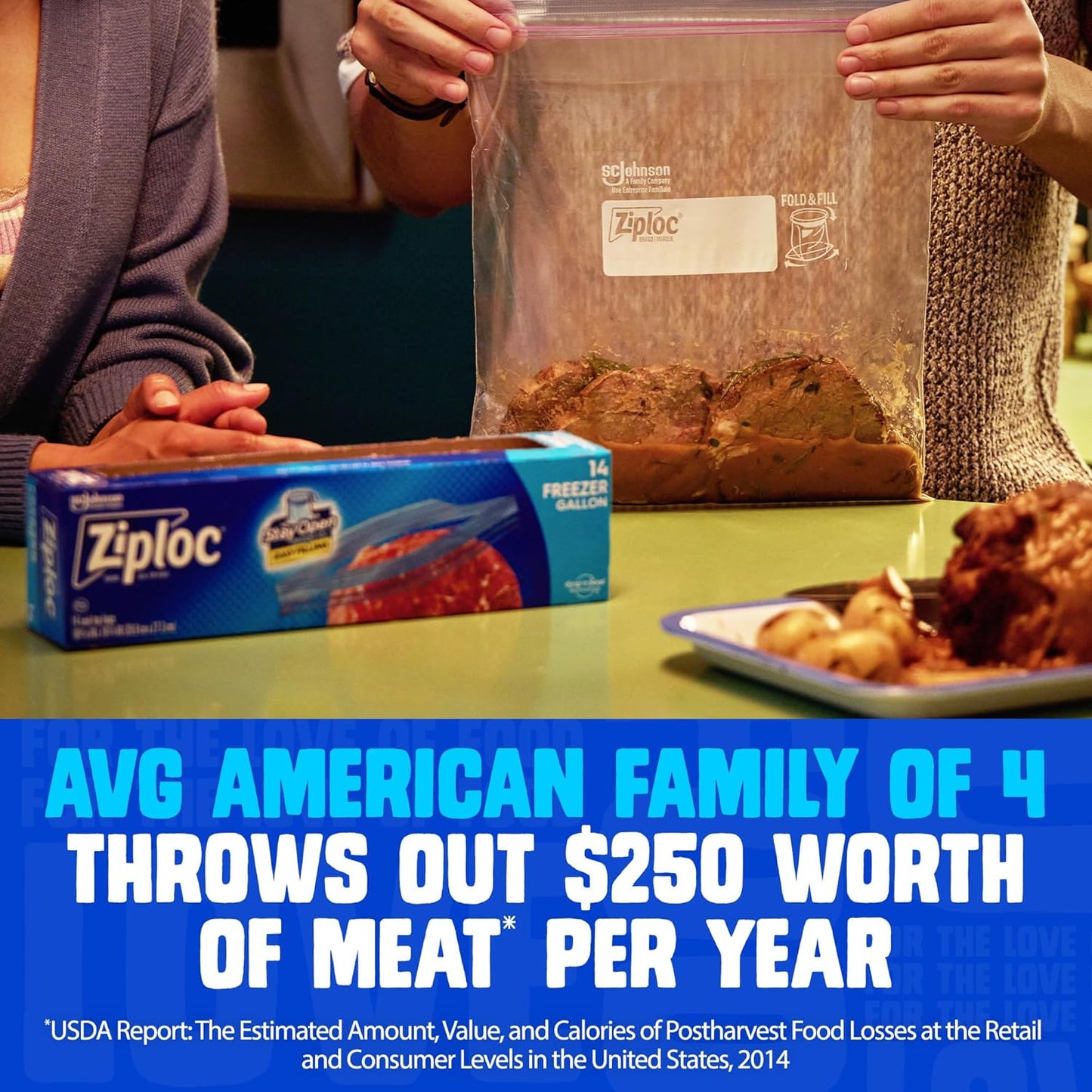 Ziploc Gallon Food Storage Freezer Bags, Stay Open Design, Easy to Fill, 80 count