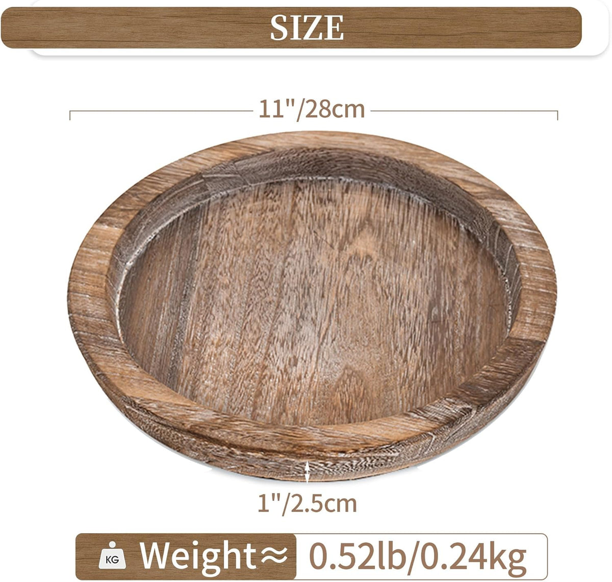 Hanobe Candle Plate Holder Tray: Round Wooden Decorative Candle Plate Small Farmhouse Table Centerpiece Rustic Wood Tealight Pillar Trays for Christmas Wedding Halloween Home Decor