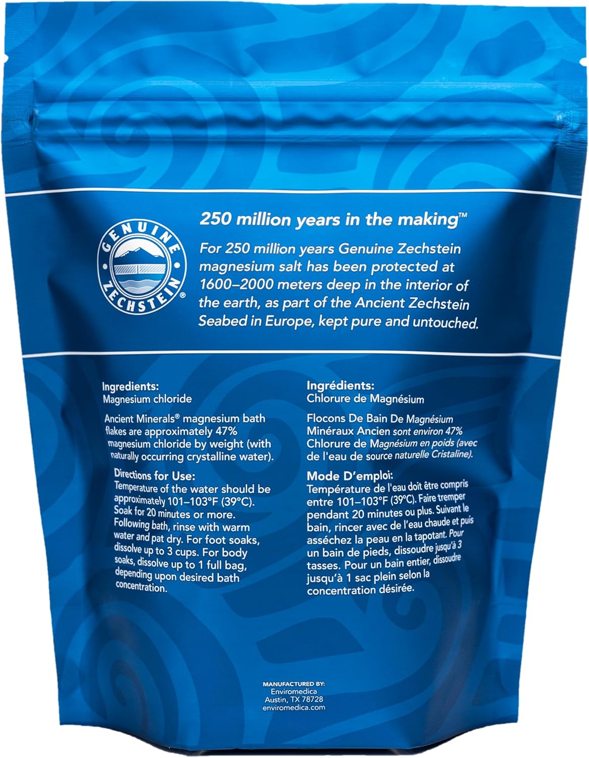Ancient Minerals Magnesium Bath Flakes – Pure Zechstein Chloride, 1.65 lbs Bag - Cart Shape