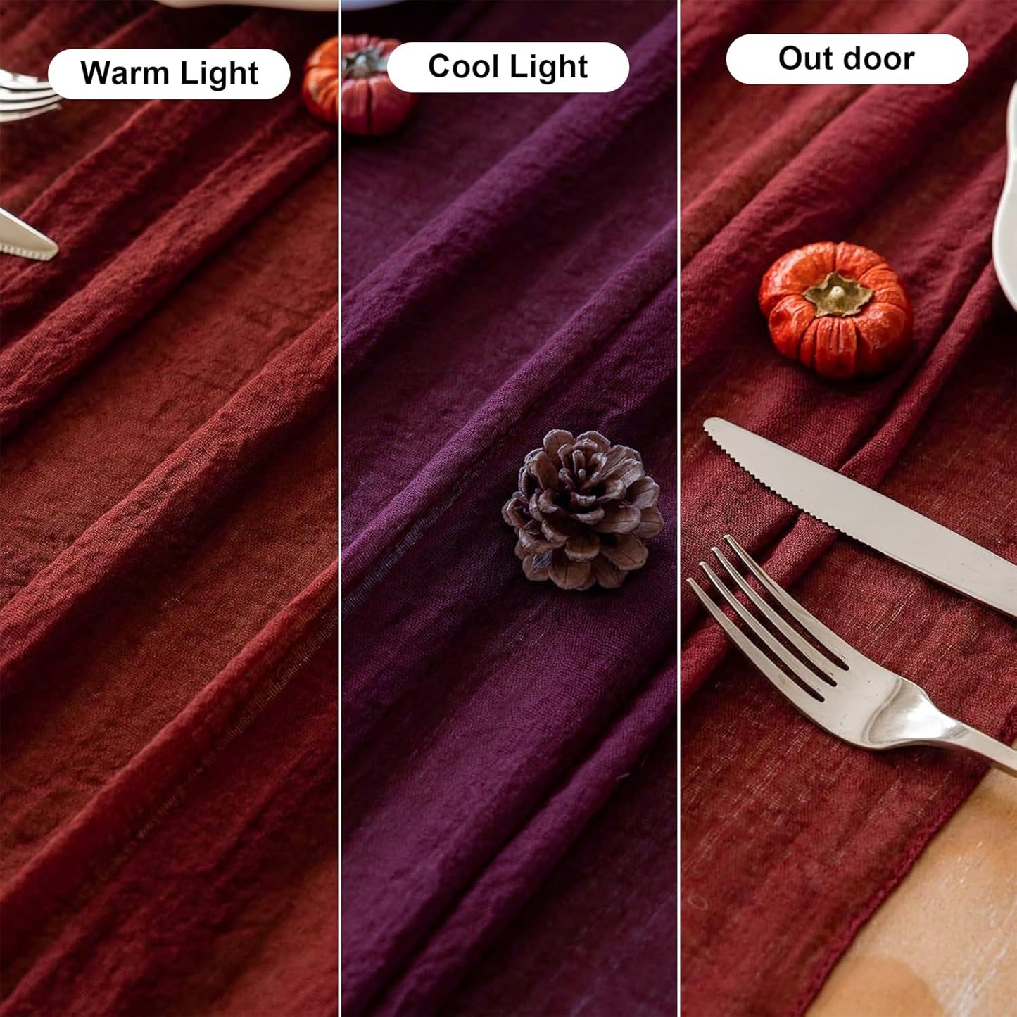 Burgundy Christmas Table Runner Decor Red Cheesecloth Gauze 120 Inch 10 FT Rustic Boho Cheese Cloth Runner for Wedding Baby Bridal Shower Party Long Sheer Home Christmas Decorations