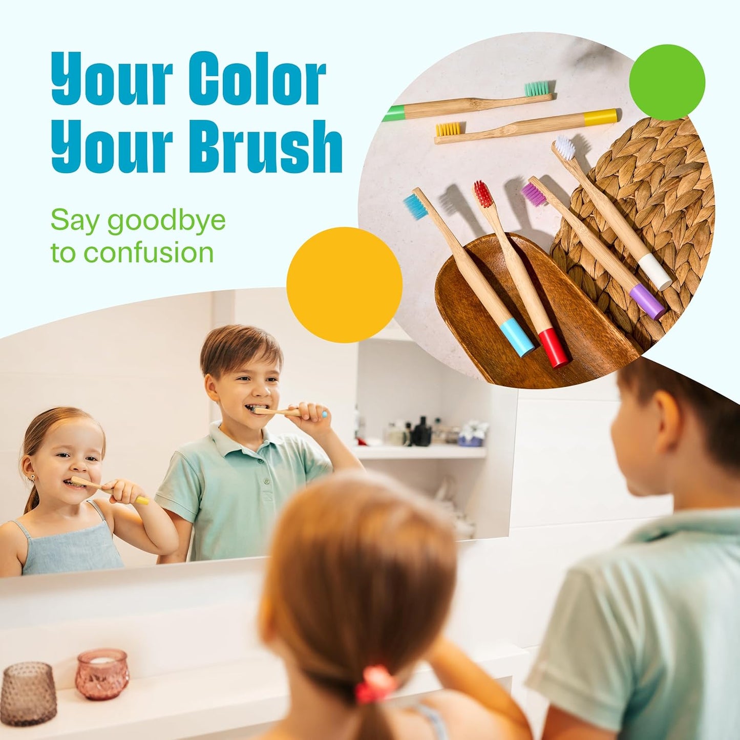 Kids Bamboo Toothbrushes 6 Pack - BPA Free Soft Bristles Toothbrushes for Kids - Children Toothbrush Set