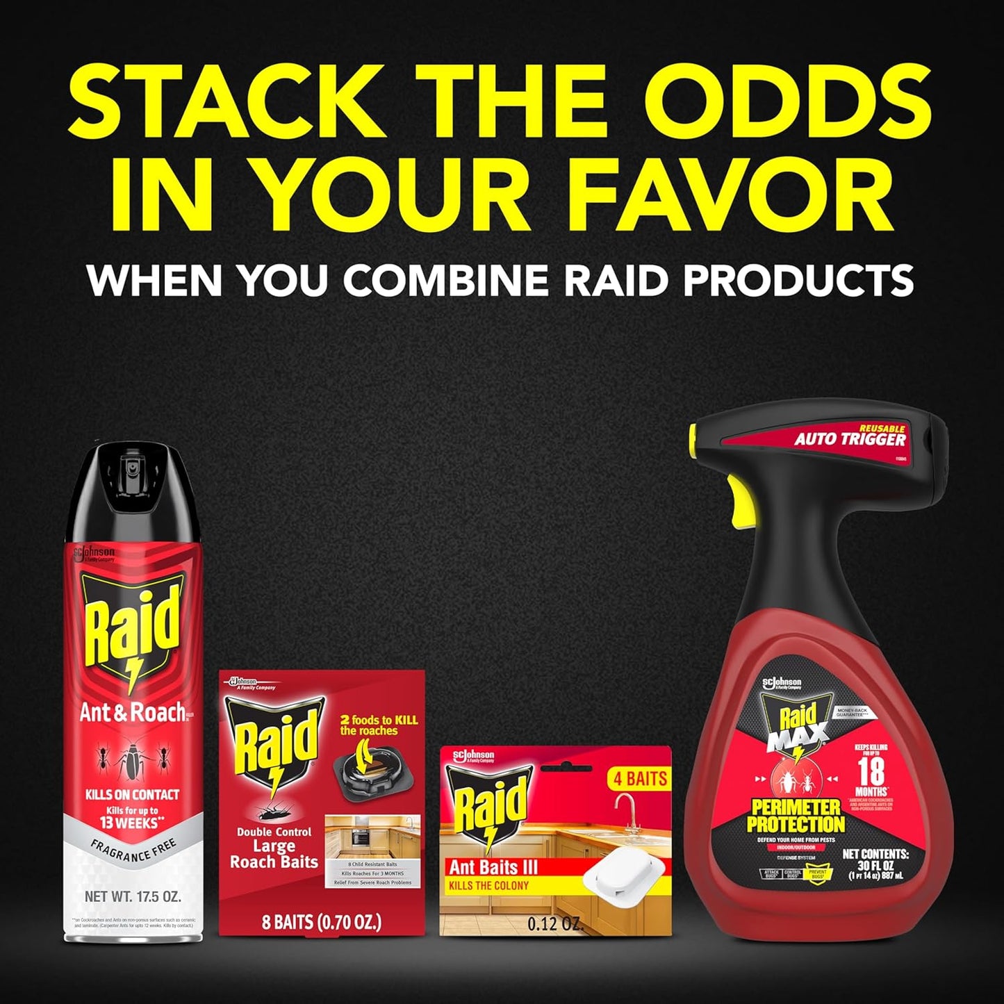 Raid Ant Killer Baits, Child Resistant Bug Killer for Indoor Home Use, 0.24 Oz, 8 Count