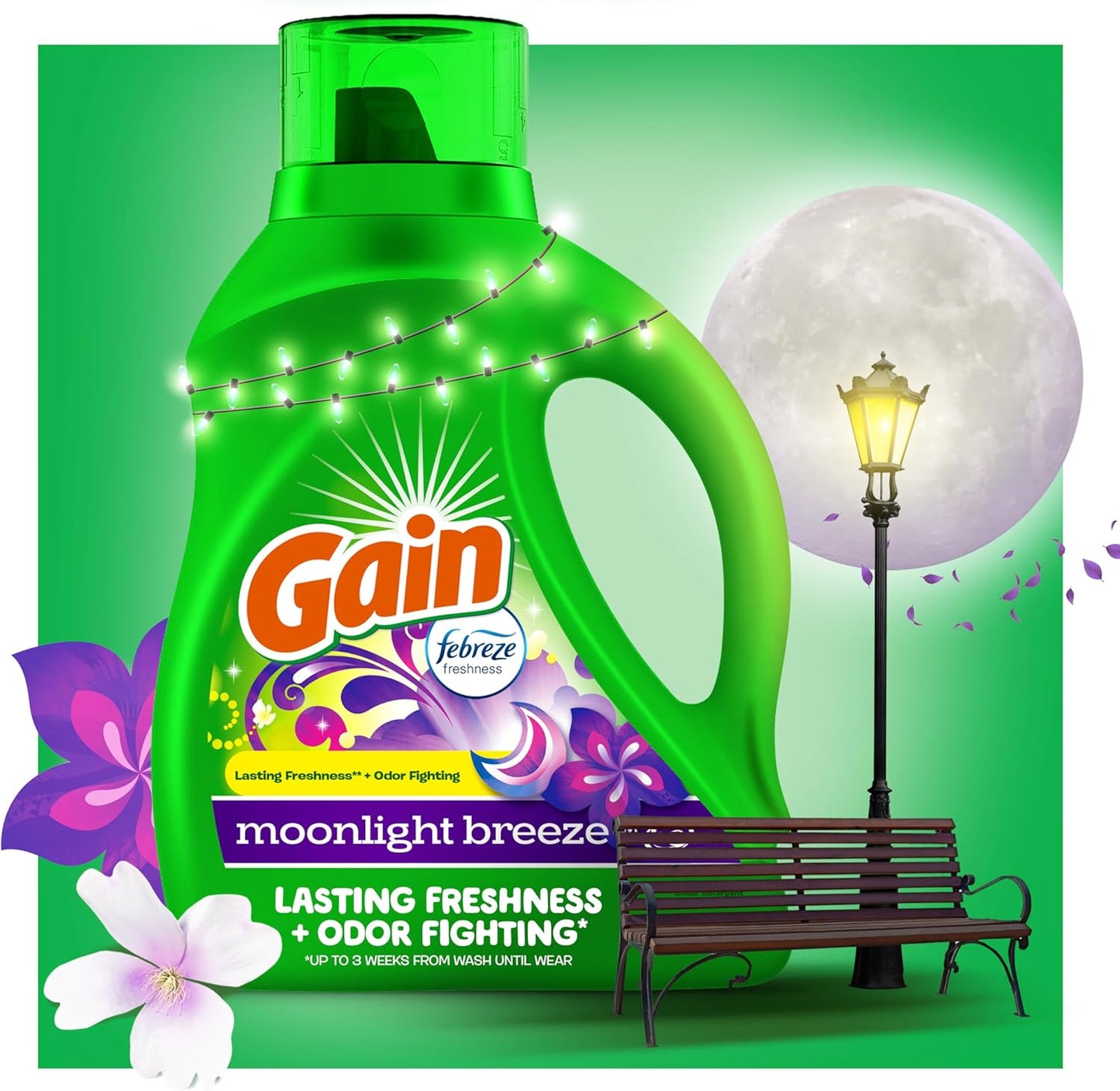Gain + Aroma Boost Liquid Laundry Detergent, Moonlight Breeze Scent, 61 Loads, 88 fl oz, HE Compatible
