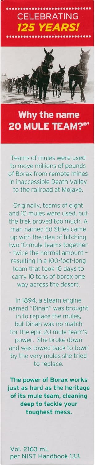 20 Mule Team All Natural Borax Detergent Booster & Multi-Purpose Household Cleaner, 65 Ounce, 4 Count