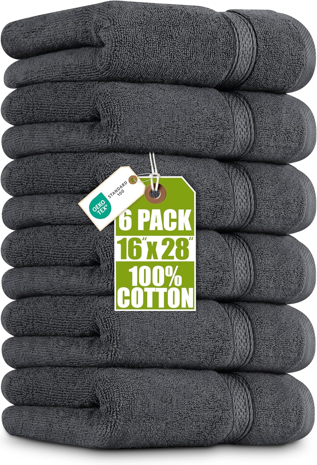 Utopia Towels 6 Pack Premium Hand Towels Set, 16 by 28 inches, 100% Ring Spun Cotton, Ultra Soft and Highly Absorbent 600GSM Towels for Bathroom, Gym, Shower, Hotel, and Spa, Grey