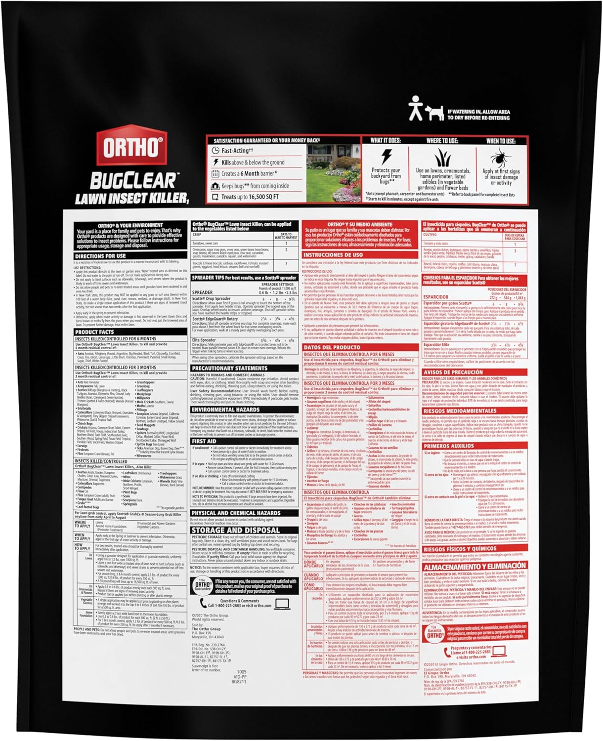 Ortho BugClear Lawn Insect Killer1 - Lawn Bug Killer Granules, Kills Ants, Spiders, Ticks, Fleas, & Grubs, Treats up to 16,500 sq. ft., 10 lb.
