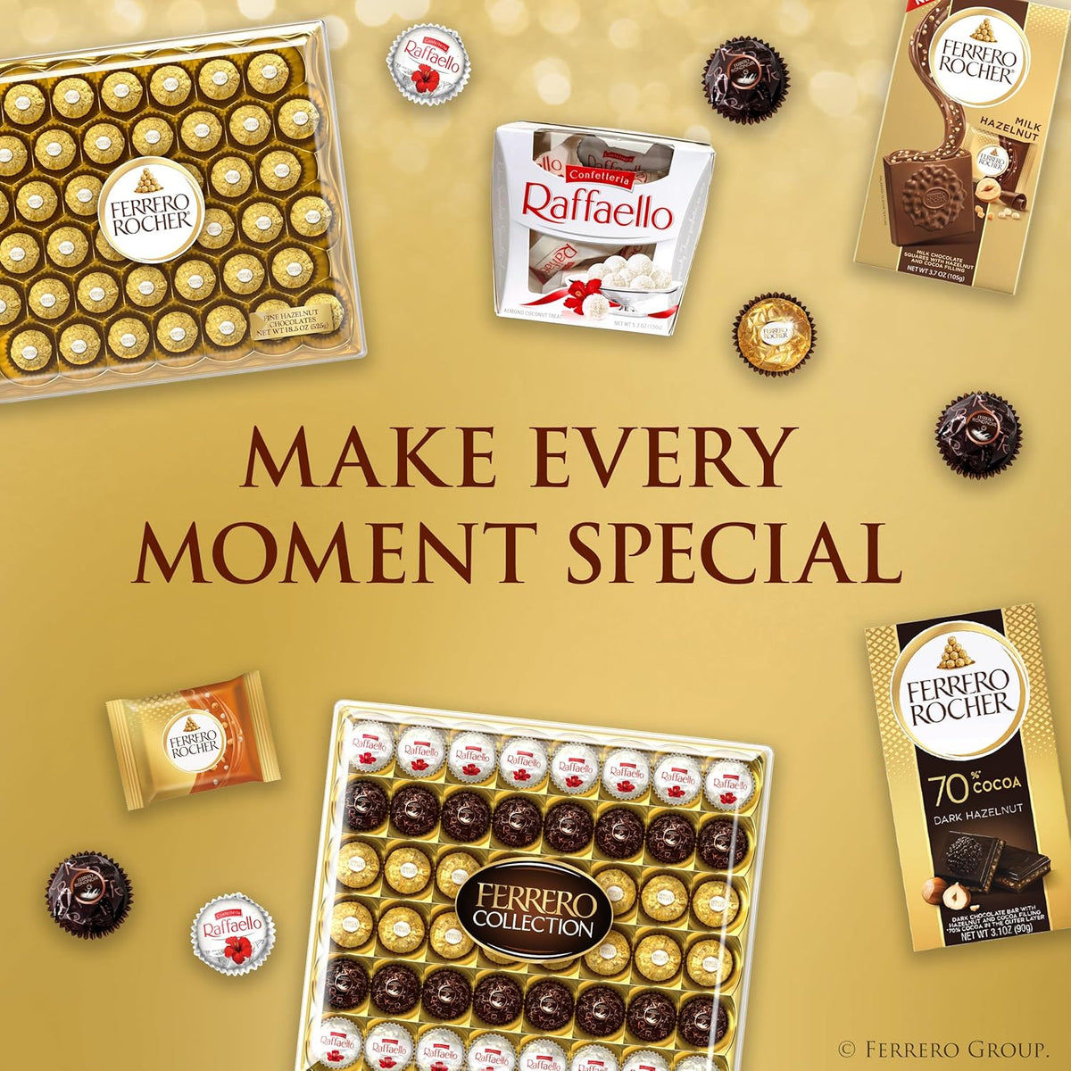 Ferrero Collection Gourmet Gift Box, 12 Assorted Confections with Hazelnut, Dark Chocolate and Coconut, 4.6 oz
