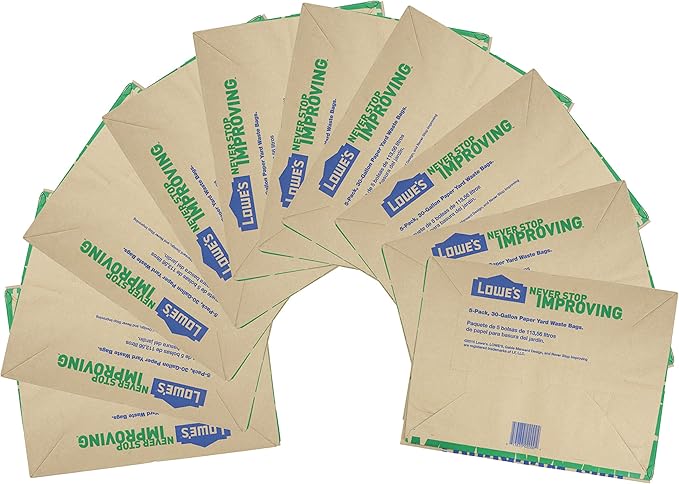 Lowe's 30 Gallon Heavy Duty Brown Paper Lawn and Refuse Bags for Home and Garden (10 Count), Large (LOWESLL)