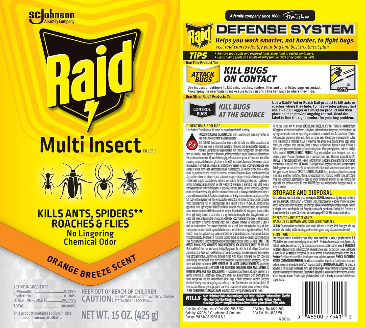 Raid Multi Insect Killer, Orange Breeze 15 Ounce (Pack of 1)