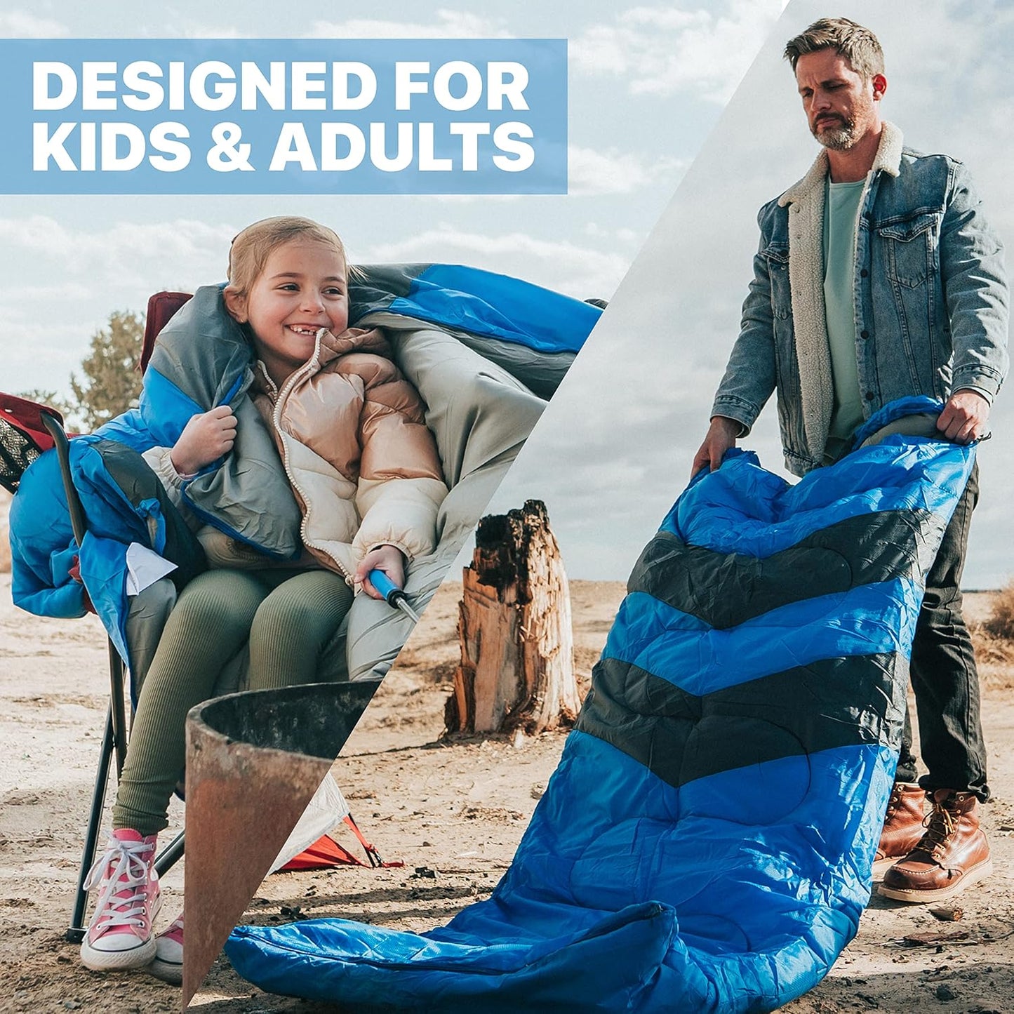 Sleeping Bag for Adults & Kids – Lightweight, Waterproof, Cold Weather Camping Sleeping Bag