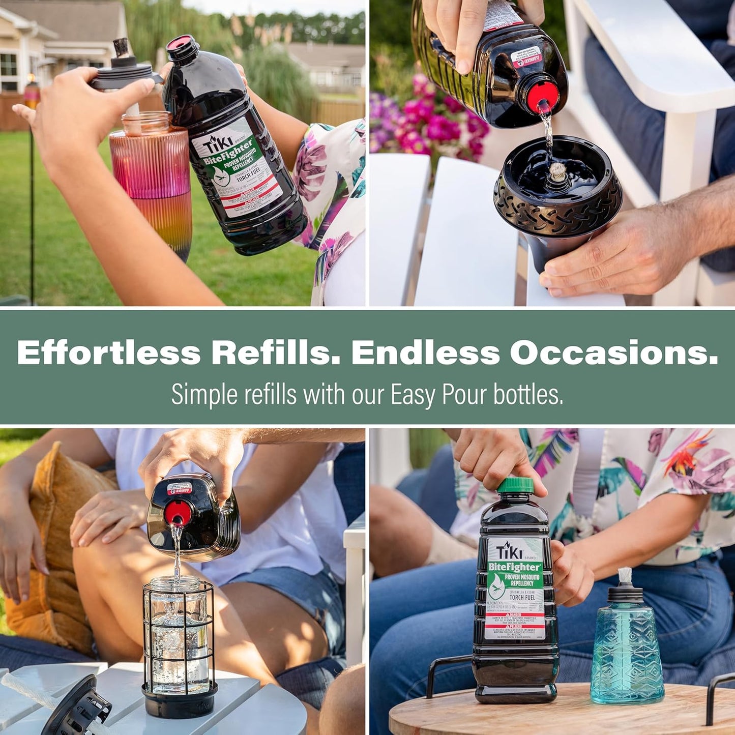 TIKI BiteFighter Mosquito Repellent Torch Fuel - 1 Gallon (128 oz.), Citronella & Cedar Formula for Mosquito Repellency, Easy Pour Bottle, Use with Torches & Table Torches, Outdoor & Backyard Use