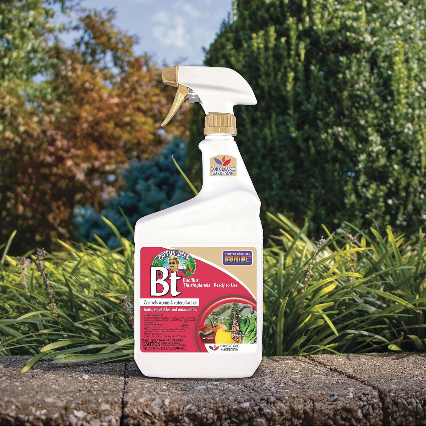 Bonide 8066 Captain Jack's Bacillus Thuringiensis BT Organic Worm & Caterpillar Control, 32 oz. Ready-to-Us - Quantity 1