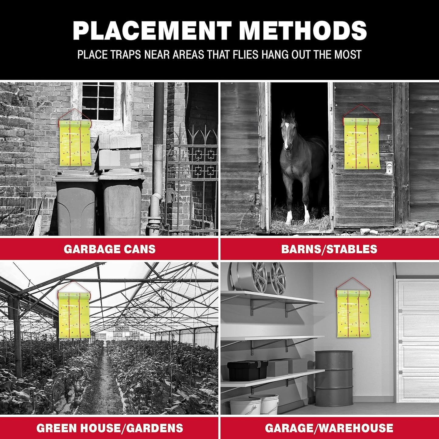Catchmaster Giant Fly Glue Trap 3-Pack 30 Feet Each, Adhesive Fly Traps Outdoor, Sticky Bug Catcher, Bulk Flying Insect Paper Roll, Pet Safe Pest Control for Garage, Barn, Greenhouse & Garbage Room