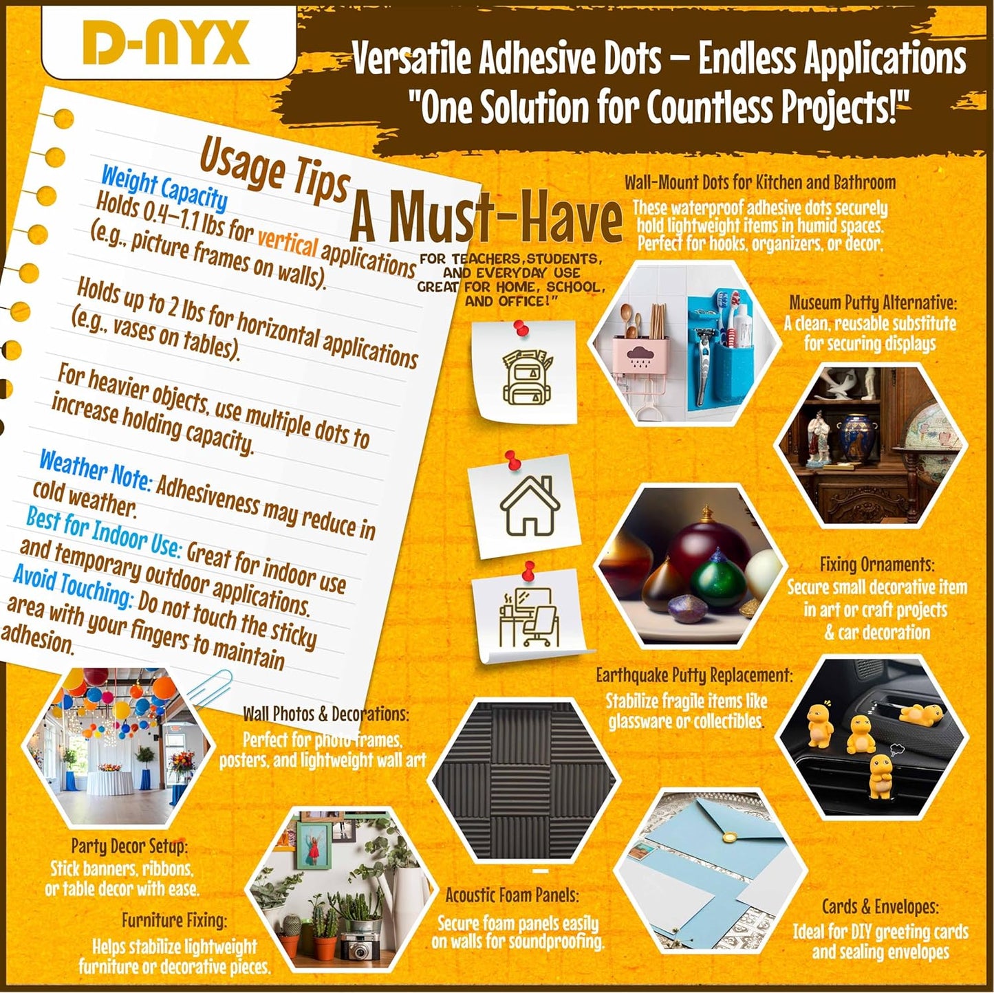 Double Sided Tape Adhesive Dots Stickers 280, 350, 450, 550 or 700 Pack Removable Putty No Trace Clear Sticky Tac Blue Sticky Tack Balloon Tassels Picture Hanging Strips (350 Sticky Dots)