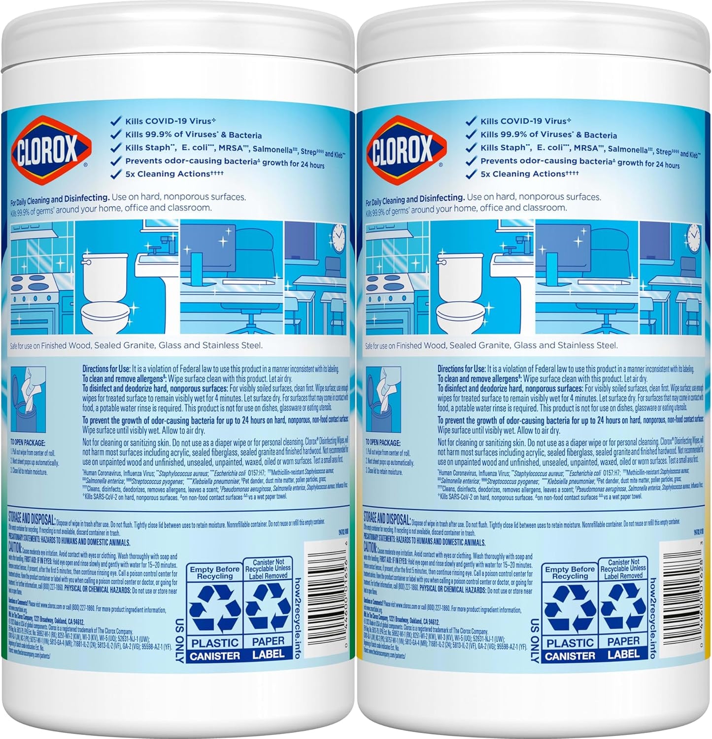 Clorox Disinfecting Wipes Value Pack, Bleach Free Cleaning Wipes, 75 Count Each, Pack of 2, Packaging May Vary