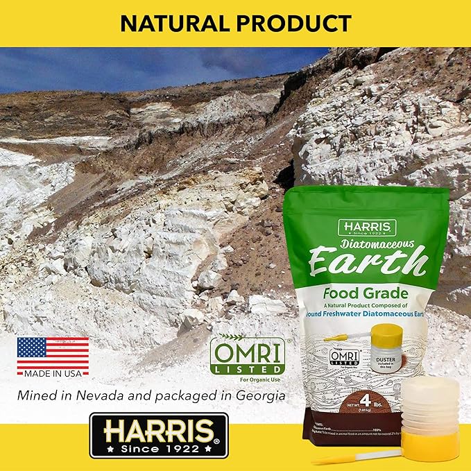 HARRIS Diatomaceous Earth Food Grade, 4lb with Powder Duster Included in The Bag