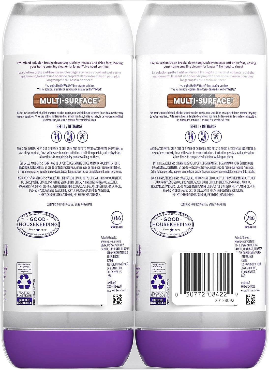 Swiffer PowerMop Floor Cleaning Solution with Fresh Scent, PowerMop Refills, Floor Cleaner for Mopping, 25.3 fl oz, 2 Pack