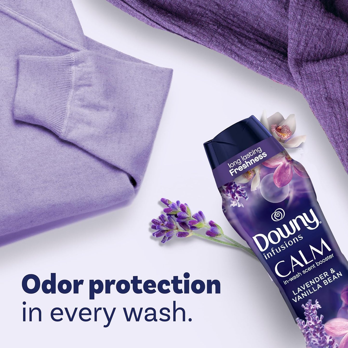 Downy Infusions In-Wash Laundry Scent Booster Beads, CALM, Soothing Lavender and Vanilla Bean Scent, 30.1 oz