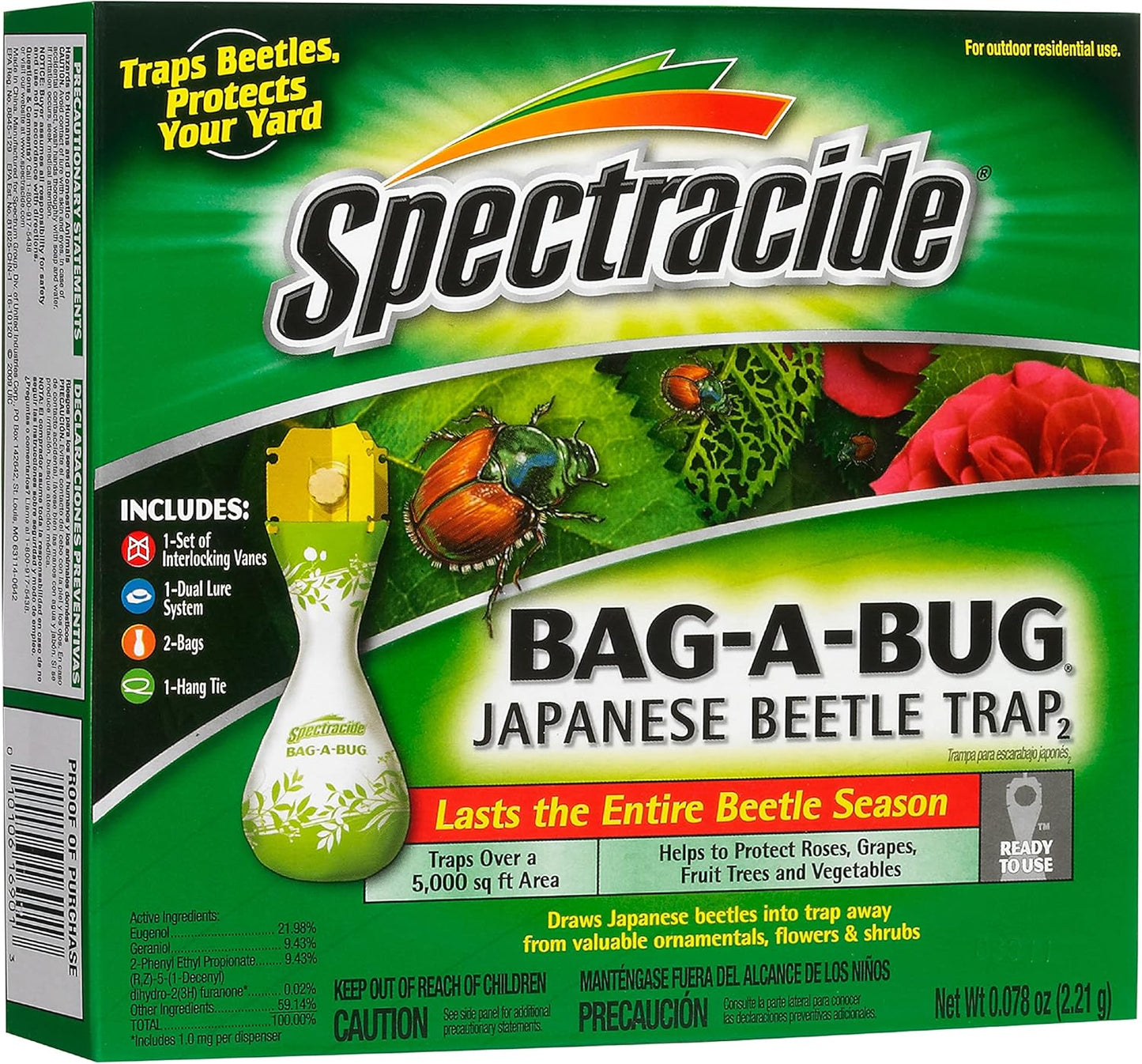Spectracide Bag-A-Bug Japanese Beetle Trap 2, Traps Japanese Beetles, Protects Your Yard, 2 Count