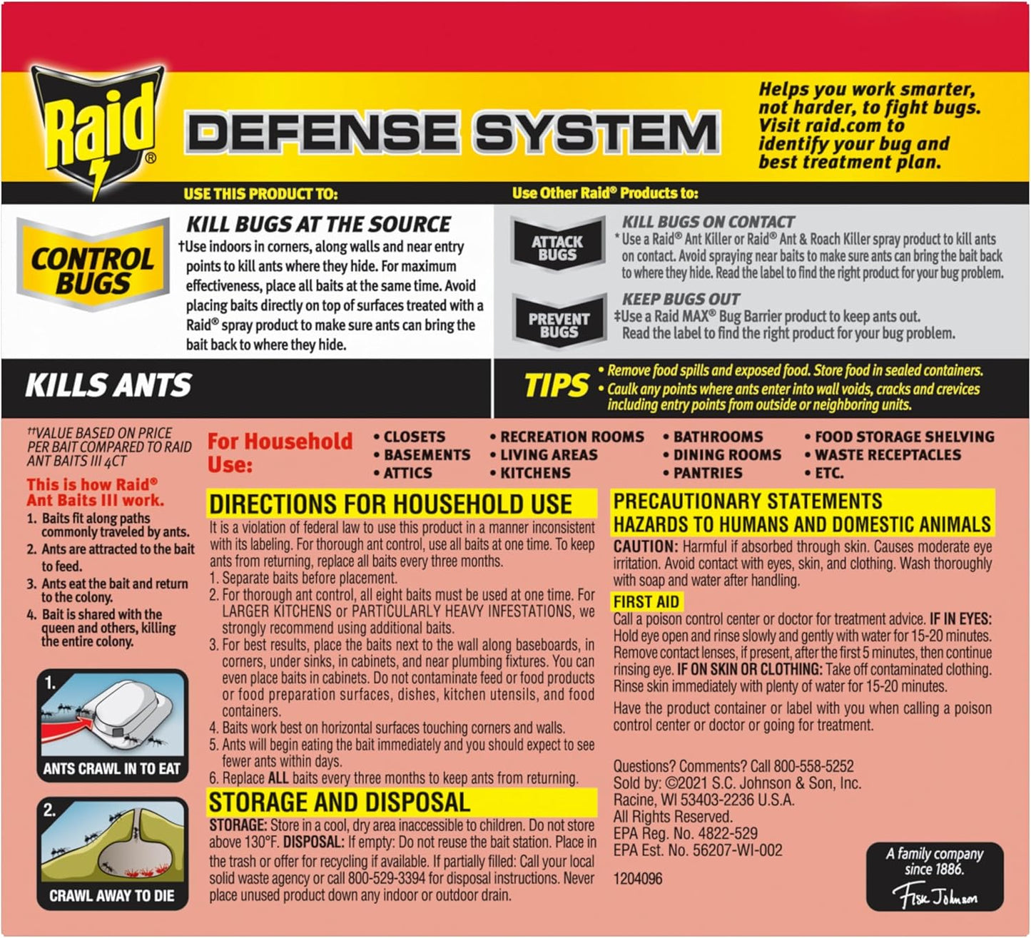 Raid Ant Killer Baits, Child Resistant Bug Killer for Indoor Home Use, 0.24 Oz, 8 Count