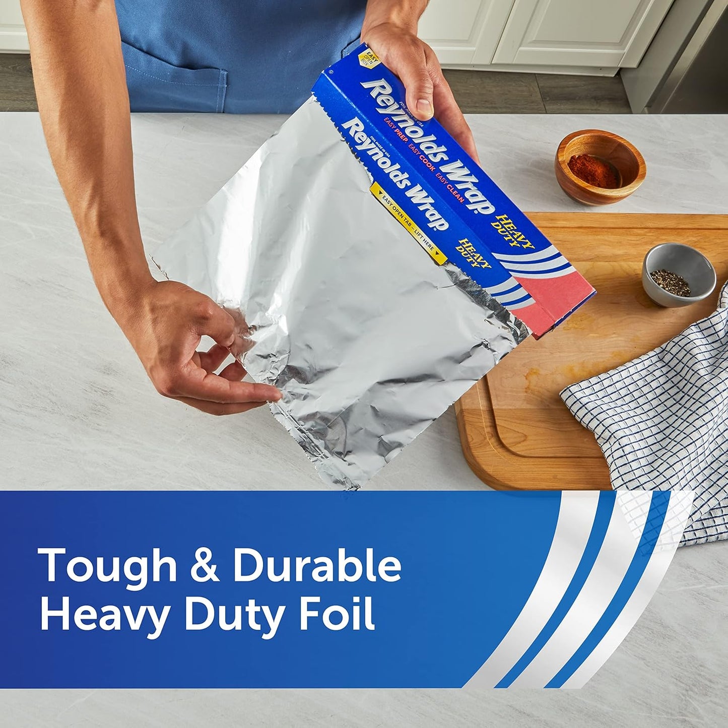 Reynolds Wrap Heavy Duty Aluminum Foil Roll, Thick Heavy Duty Foil for Added Strength and Durability, Secure Easy Open and Close Tab, 12 Inches Wide, 50 Sq. Ft.