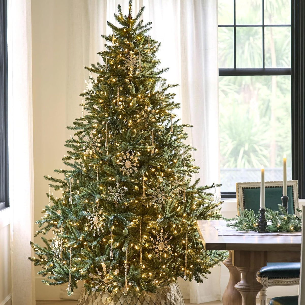 Balsam Hill 4.5ft Pre-Lit Classic Blue Spruce - Artificial Christmas Tree with 300 Clear Incandescent Lights, Easy Plug Technology, Premium Stand & Storage Bag for Indoor Holiday Decorating