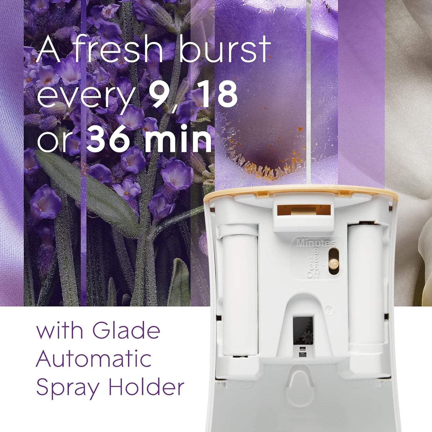 Glade Automatic Spray Refill, Air Freshener for Home and Bathroom, Lavender & Vanilla, 6.2 Oz, 2 Count