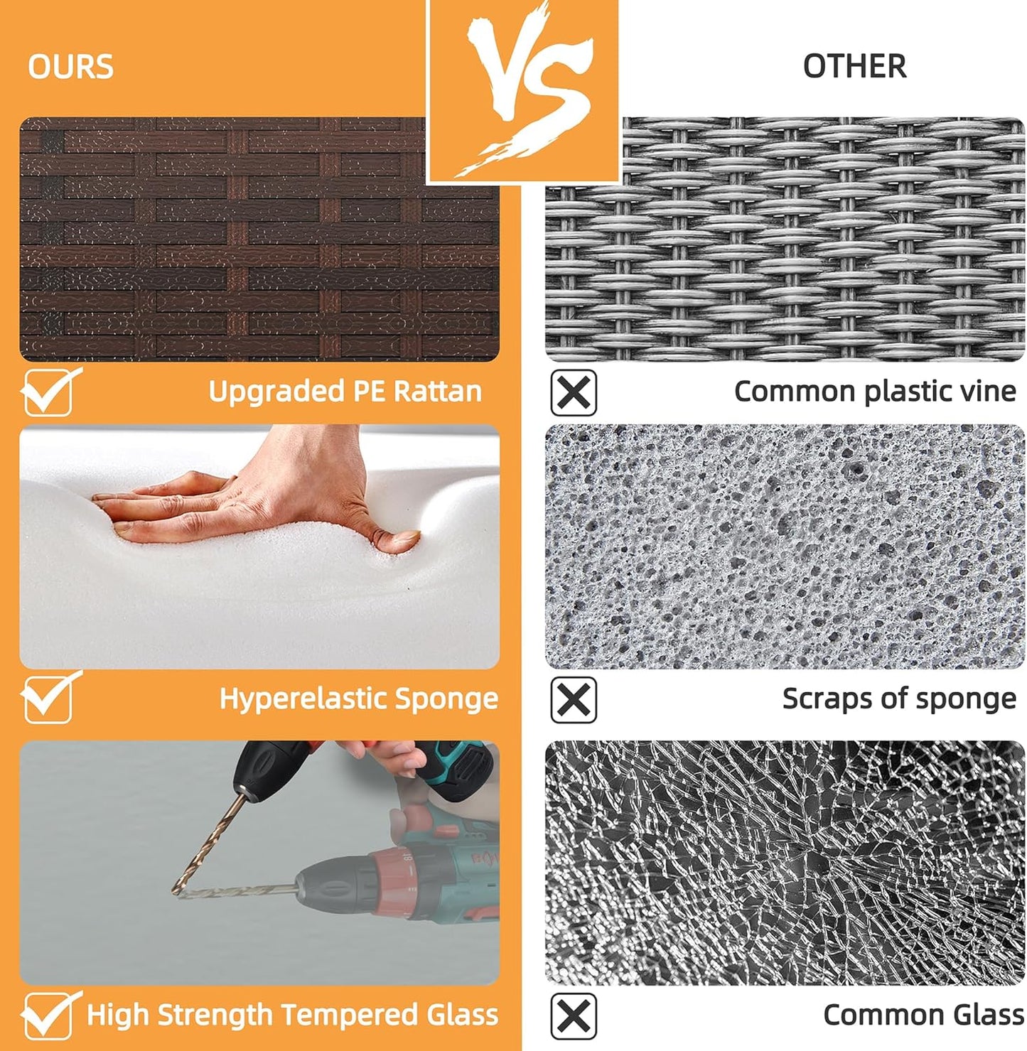 Shintenchi Outdoor Patio Furniture Sets, Wicker Patio sectional Sets 3-Piece, All Weather Wicker Rattan Patio Seating Sofas with Glass Coffee Table and Cushion (Beige)