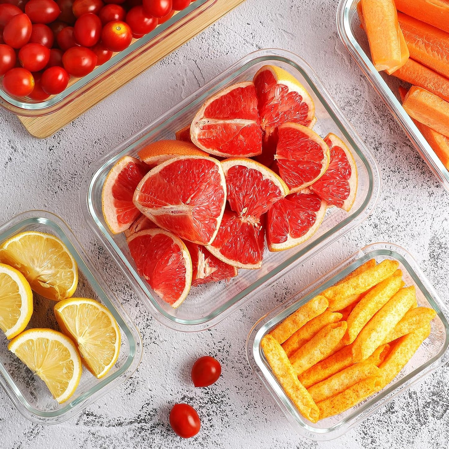 HOMBERKING 10 Pack Glass Meal Prep Containers with Locking Lids, Glass Food Storage Containers Set, Airtight Glass Lunch Bento Boxes, BPA-Free & Leak Proof, 36oz & 14oz, Freezer, Oven, Black