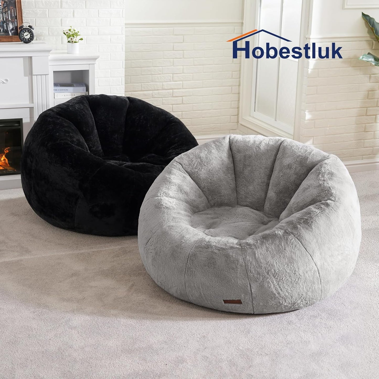 Hobestluk Bean Bag Chairs Large Bean Bag Couch for Adults Stuffed Sofa Chair Comfy Giant Bean Bag Chair with Spacious Design for Reading, Playing or Relaxing (Grey)