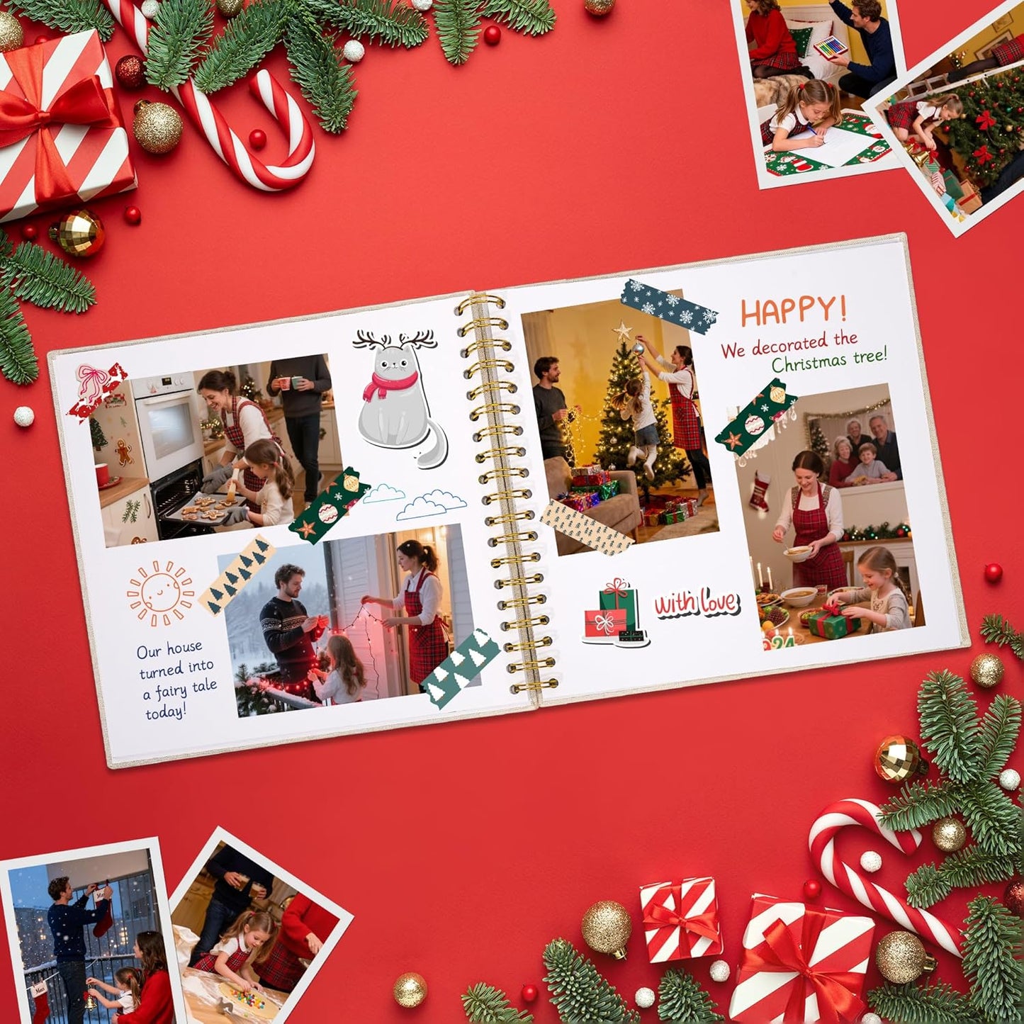 8 x 8 Inch Scrapbook Photo Album Linen Cover, Hardcover Kraft White Pages Memory Book, for Travel Wedding Guest Book Christmas Baby Shower (20 Sheets/ 40 Pages,Beige)